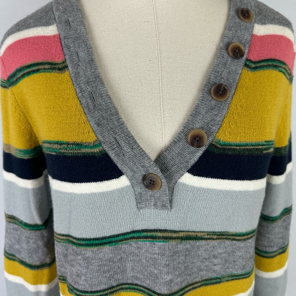 by ANTHROPOLOGIE Colorful Striped Sweater XS Soft Stretchy Knit Salmon Mustard
